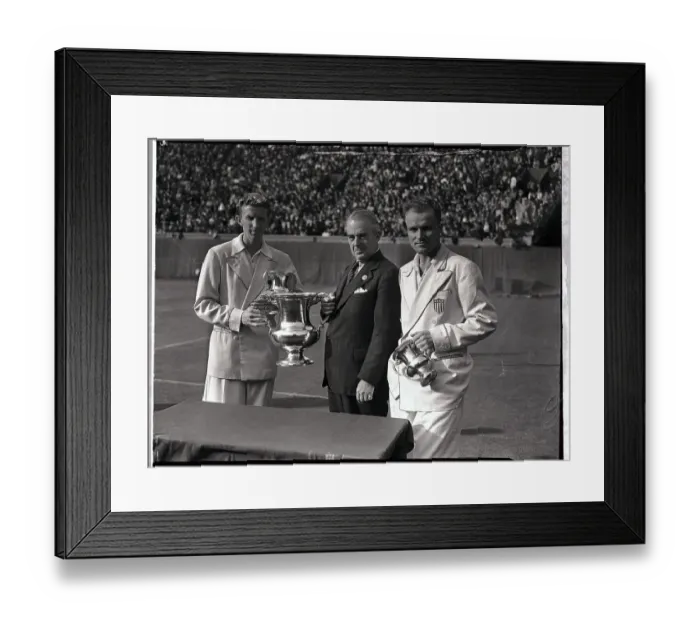 Framed Print : Don Budge Receiving Championship Trophy Framed Print : Don Budge Receiving Championship Trophy