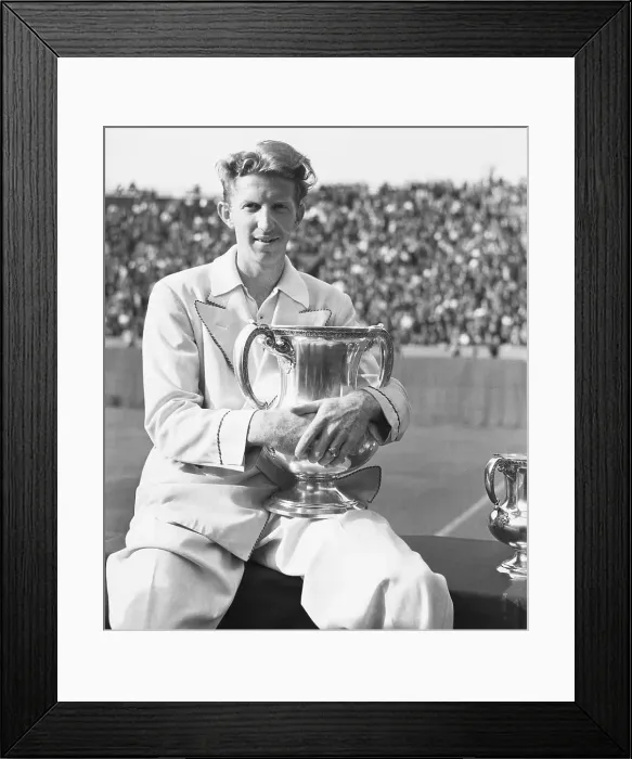 Framed Print : Tennis Player Don Budge Holding U.S. National Trophy Framed Print : Tennis Player Don Budge Holding U.S. National Trophy