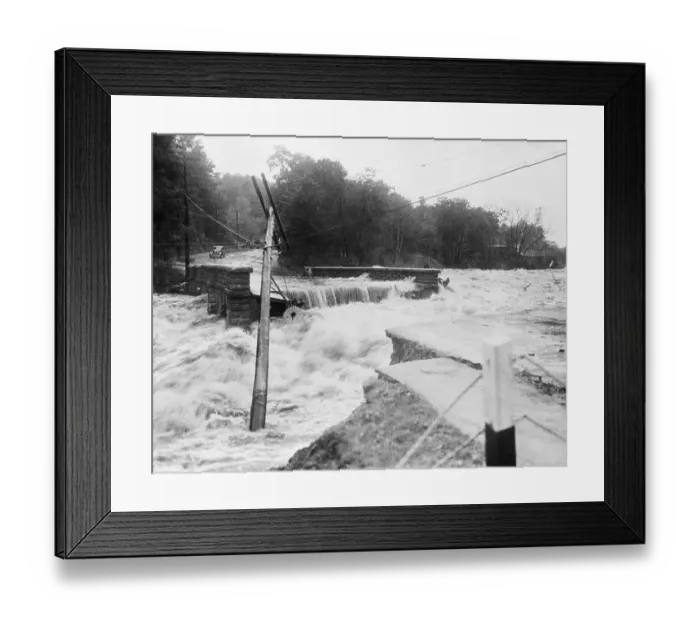 Framed Print : Water Flowing Over Washed-Out Bridge Framed Print : Water Flowing Over Washed-Out Bridge