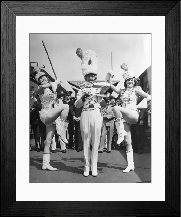 Framed Print : Drum Major and Majorettes Marching Framed Print : Drum Major and Majorettes Marching