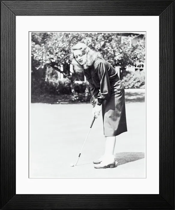 Framed Print : Portrait of Bette Davis Playing Golf Framed Print : Portrait of Bette Davis Playing Golf