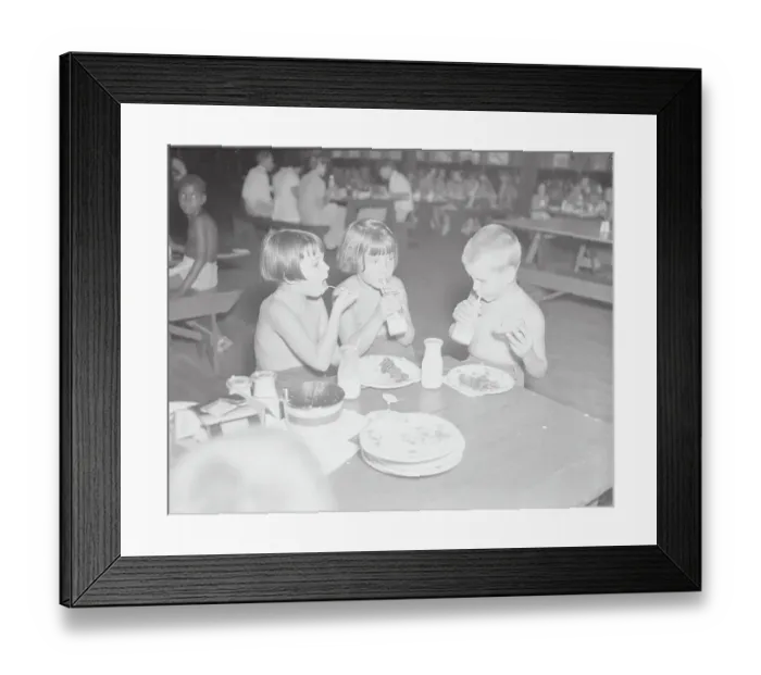Framed Print : Children Enjoying Meal at Health Camp Framed Print : Children Enjoying Meal at Health Camp