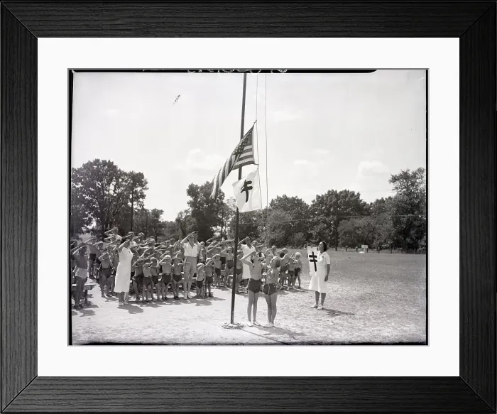 Framed Print : Saluting Flag at Tuberculosis Camp Framed Print : Saluting Flag at Tuberculosis Camp