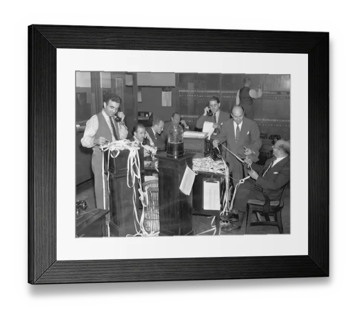 Framed Print : Stock Brokers Dealing with Threat of War Framed Print : Stock Brokers Dealing with Threat of War