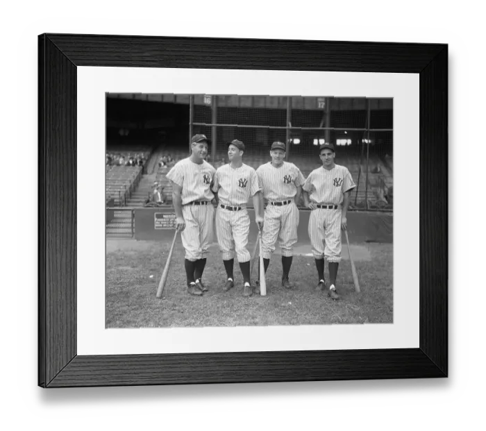 Framed Print : Four Yankee Baseball Players Posing for Camera Framed Print : Four Yankee Baseball Players Posing for Camera
