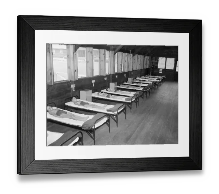 Framed Print : Young Children Lying on Beds in Hospital Ward Framed Print : Young Children Lying on Beds in Hospital Ward