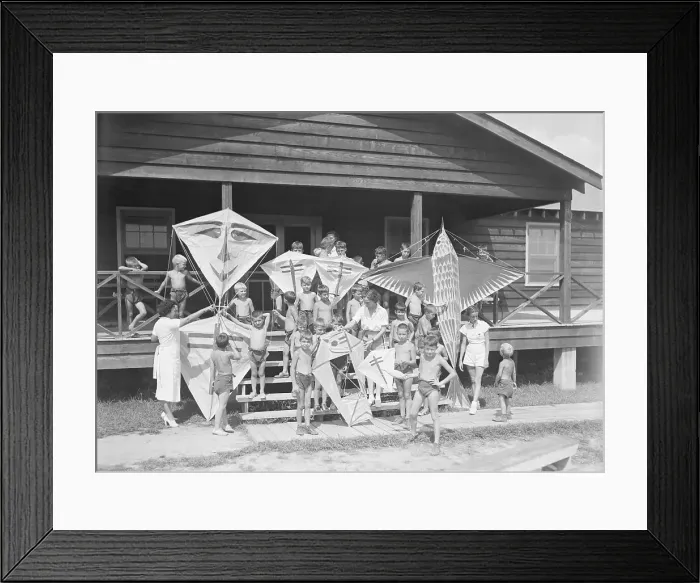 Framed Print : Children with Kites at Tuberculosis Camp Framed Print : Children with Kites at Tuberculosis Camp