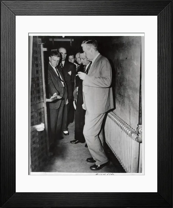 Framed Print : Governor and Officials Examining Solitary Confinement Cell Block