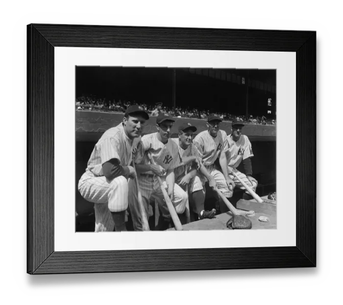 Framed Print : Gehrig and DiMaggio with Other Yankees Posing with Bats Framed Print : Gehrig and DiMaggio with Other Yankees Posing with Bats