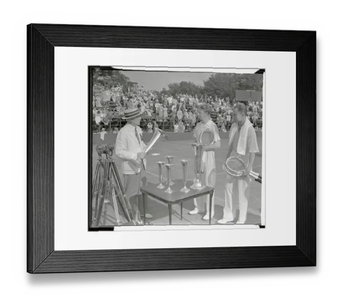 Framed Print : Official Handing Trophy to Don Budge Framed Print : Official Handing Trophy to Don Budge