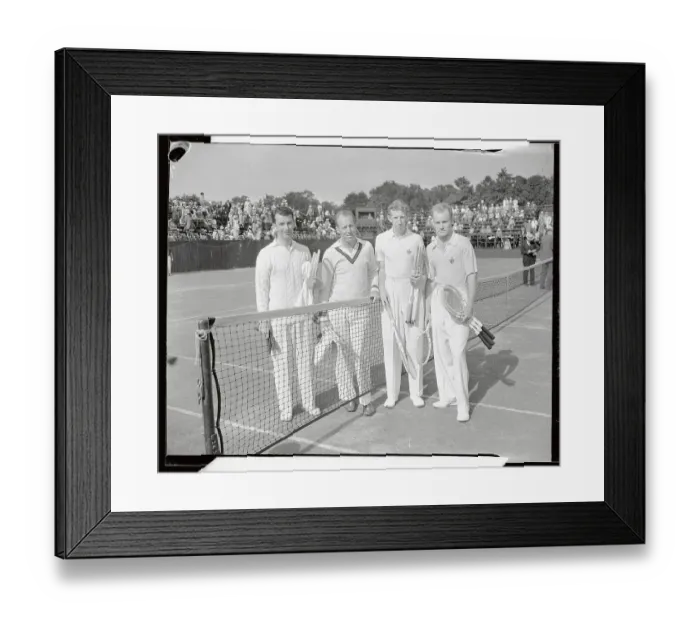 Framed Print : Don Budge and Gene Mako Meeting Opponents at Net Framed Print : Don Budge and Gene Mako Meeting Opponents at Net