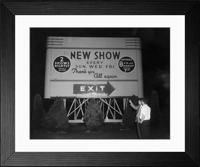 Framed Print : New York State's First Open Air Drive-In Theater's Exit Sign Framed Print : New York State's First Open Air Drive-In Theater's Exit Sign