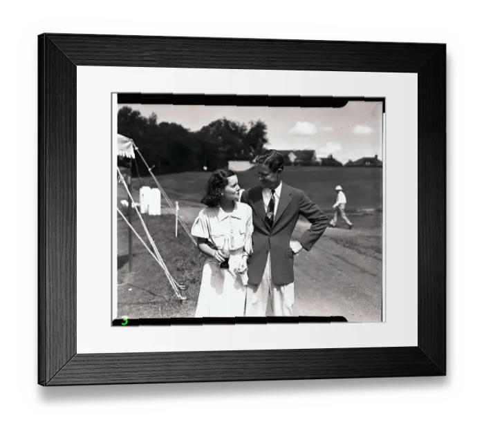 Framed Print : Golfer Byron Nelson Exchanging Smile with Wife