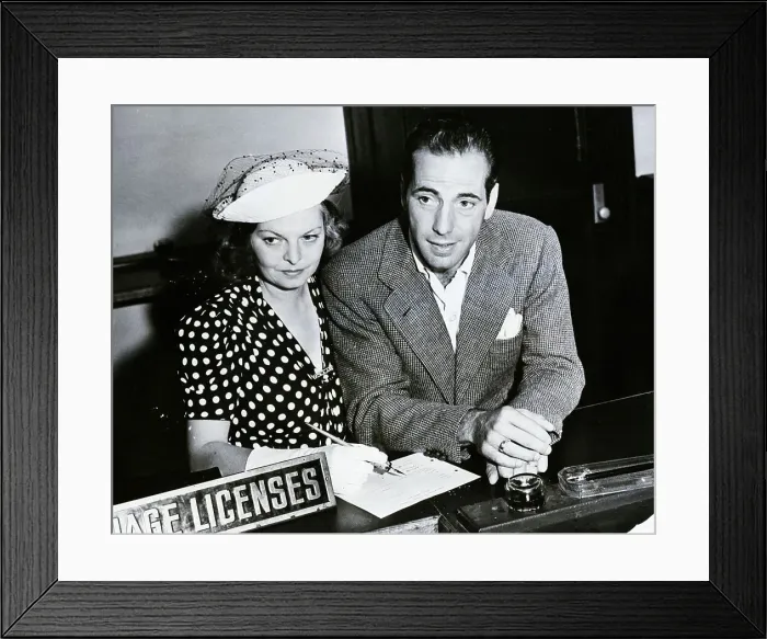 Framed Print : Humphrey Bogart &Mayo Methot Applying