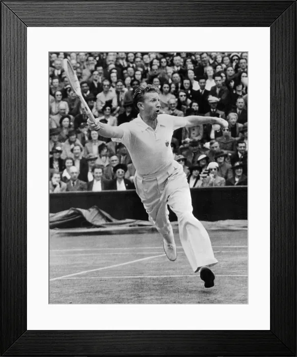 Framed Print : Don Budge Chasing Down Shot at Wimbledon