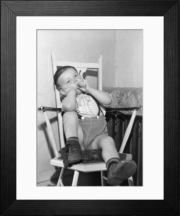 Framed Print : Toddler in Chair Smoking Cigar Framed Print : Toddler in Chair Smoking Cigar