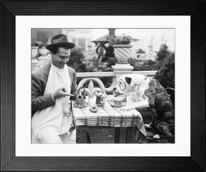 Framed Print : Red Skelton Dining with a Dog Framed Print : Red Skelton Dining with a Dog
