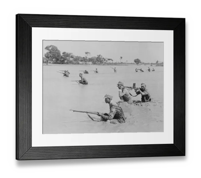 Framed Print : Chinese Troops in Yellow River Framed Print : Chinese Troops in Yellow River
