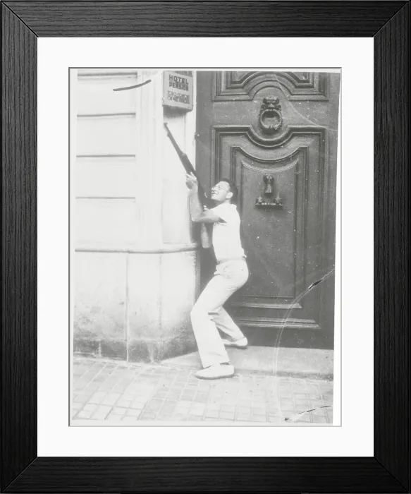 Framed Print : Sniper Aiming His Rifle Framed Print : Sniper Aiming His Rifle