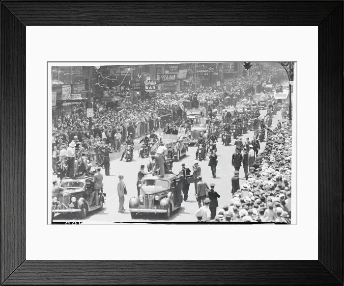 Framed Print : Parade Honoring Howard Hughes and World Flight Crew