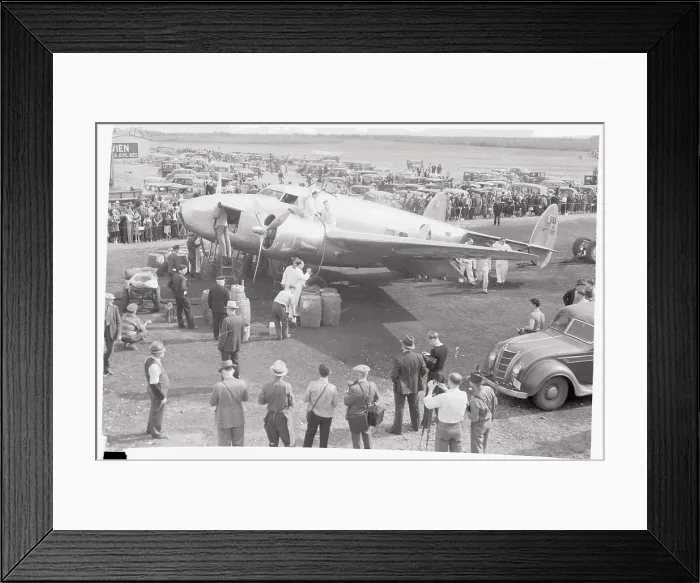 Framed Print : Howard Hughes Refuels his Super Electra in Alaska Framed Print : Howard Hughes Refuels his Super Electra in Alaska