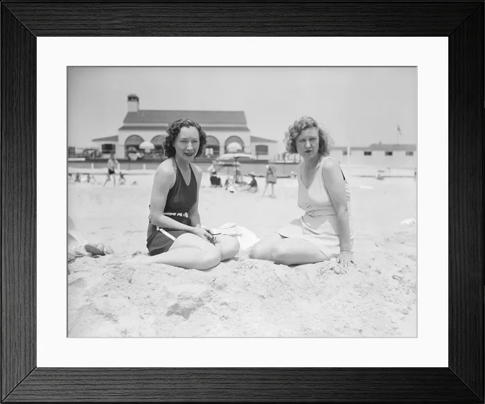 Framed Print : Society Women Sitting on Beach Framed Print : Society Women Sitting on Beach