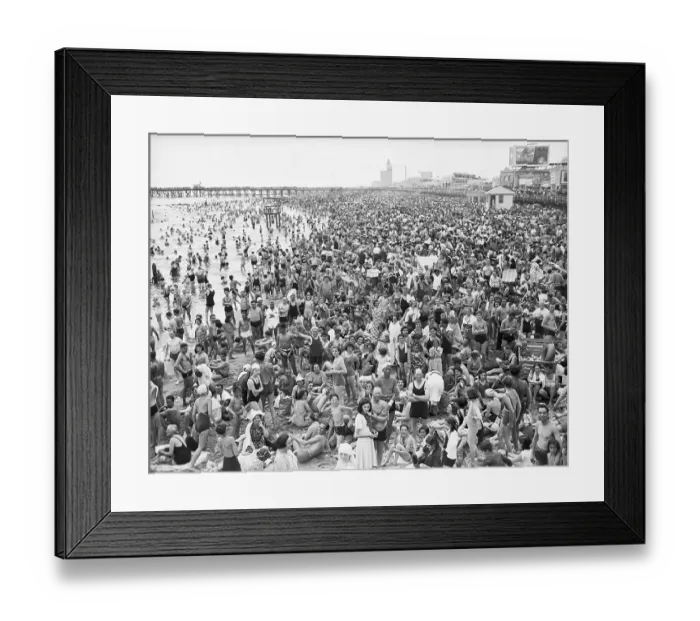 Framed Print : Coney Island Beach Crowd Framed Print : Coney Island Beach Crowd