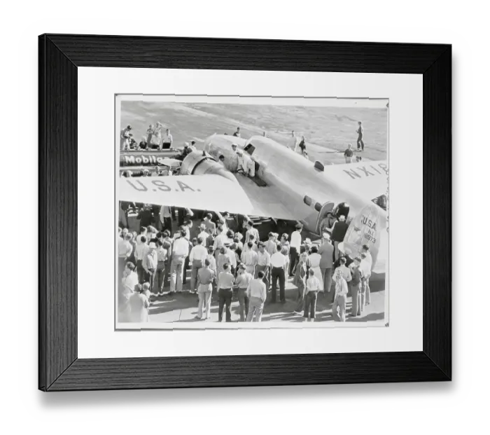 Framed Print : Howard Hughes Plane Surrounded by Crowd in Minneapolis Framed Print : Howard Hughes Plane Surrounded by Crowd in Minneapolis