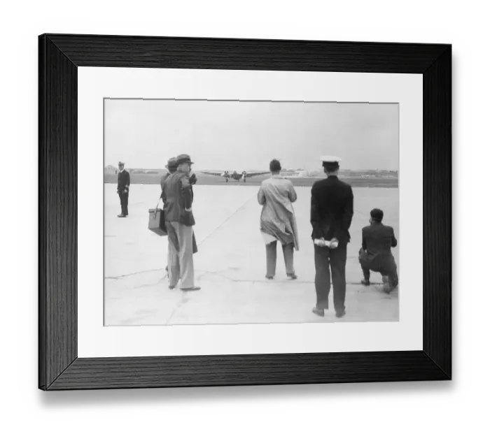 Framed Print : Howard Hughes Plane Arriving at Paris on World Flight