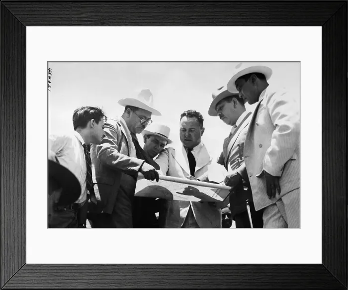 Framed Print : Lazaro Cardenas Examines Map Framed Print : Lazaro Cardenas Examines Map