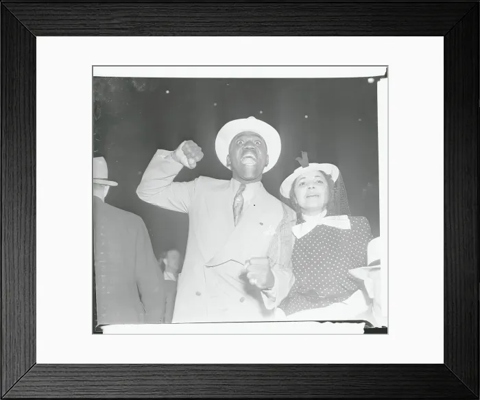 Framed Print : Bill Robinson Cheering for Joe Louis Framed Print : Bill Robinson Cheering for Joe Louis