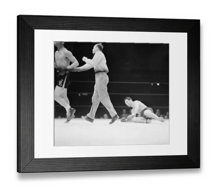 Framed Print : Max Schmeling on Canvas During Bout with Joe Louis