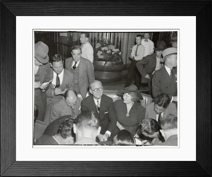 Framed Print : Joseph P. Kennedy Sitting Surrounded by Reporters