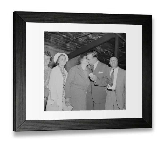 Framed Print : Johnny Vander Meer Receiving Kiss from His Mom Framed Print : Johnny Vander Meer Receiving Kiss from His Mom