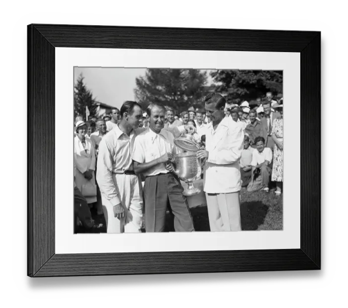 Framed Print : Sam Snead Looking on as Paul Runyon Receives PGA Trophy