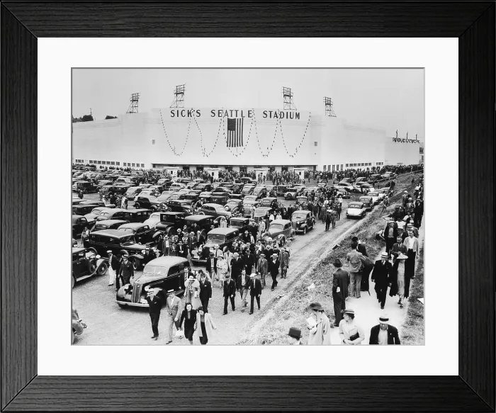 Framed Print : Sick's Seattle Stadium - Fans Leave Inaugural Game Framed Print : Sick's Seattle Stadium - Fans Leave Inaugural Game