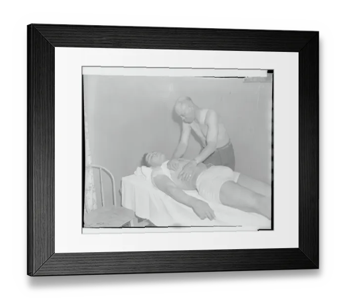 Framed Print : Trainer Massaging Joe Louis Framed Print : Trainer Massaging Joe Louis