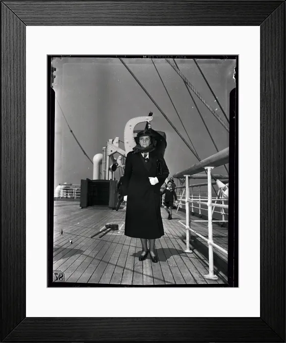 Framed Print : Frances Perkins on Ship's Deck Framed Print : Frances Perkins on Ship's Deck