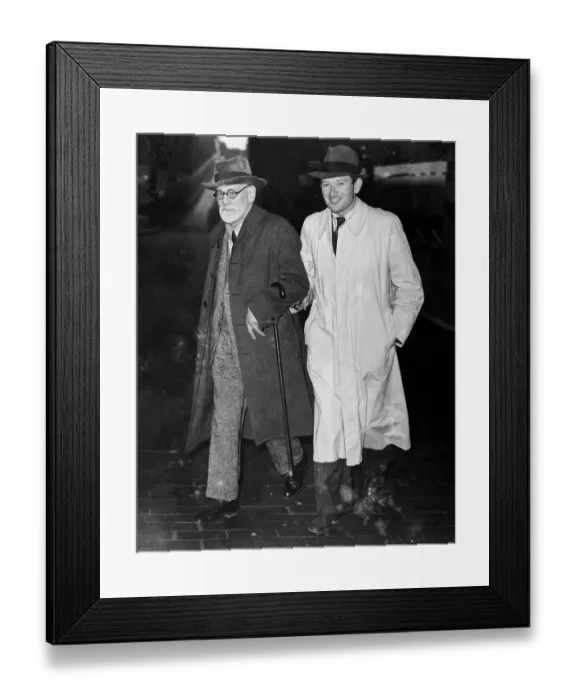 Framed Print : Sigmund Freud And Son Walking in Paris Framed Print : Sigmund Freud And Son Walking in Paris