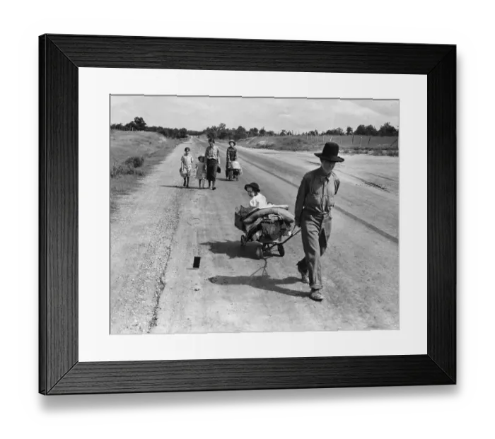 Framed Print : Family Walking on Highway