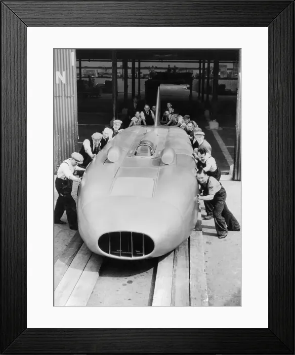 Framed Print : Race Assistants Giving Car of George Eyston a Shove Framed Print : Race Assistants Giving Car of George Eyston a Shove