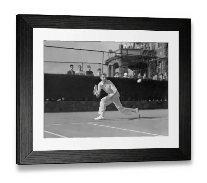 Framed Print : Don Budge Chasing Down Forehand Shot