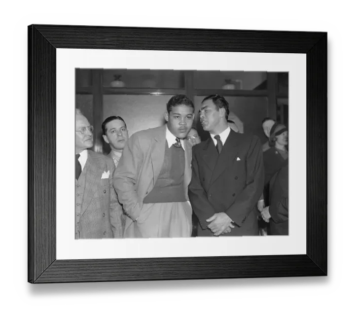 Framed Print : Boxers Max Schmeling Whispering to Joe Louis Framed Print : Boxers Max Schmeling Whispering to Joe Louis