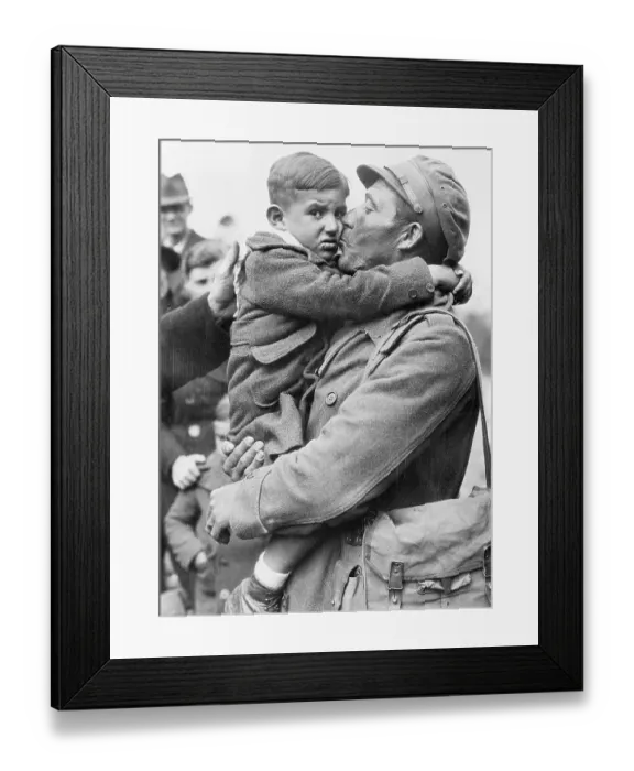 Framed Print : Militiaman Saying Goodbye to His Son Framed Print : Militiaman Saying Goodbye to His Son