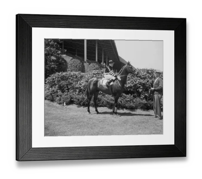 Framed Print : Jockey Charlie Kurtsinger Mounted on War Admiral