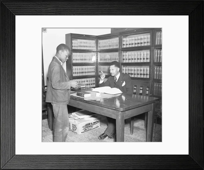 Framed Print : Judge Reprimanding Adolescent Boy Framed Print : Judge Reprimanding Adolescent Boy