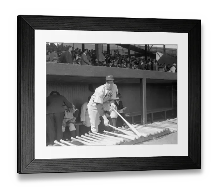 Framed Print : Joe DiMaggio Picking a Bat Framed Print : Joe DiMaggio Picking a Bat
