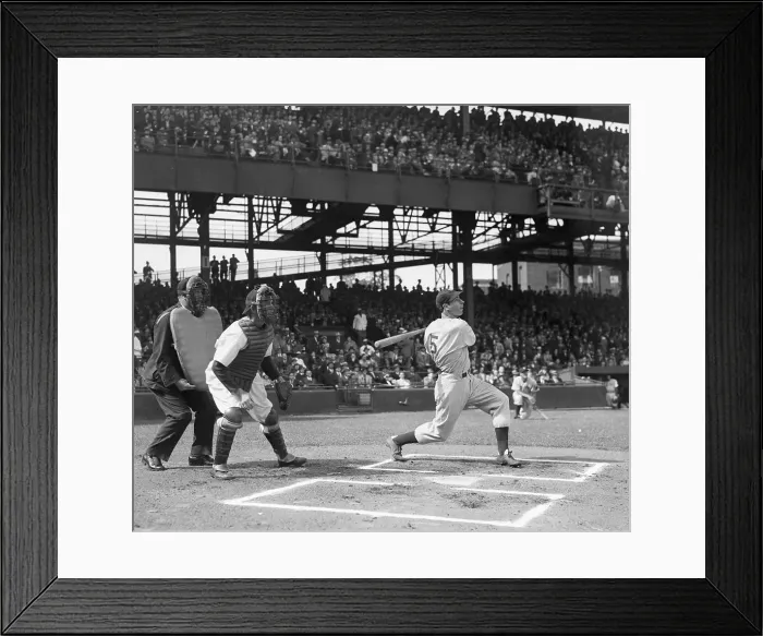 Framed Print : Joe Dimaggio Hitting a Single Framed Print : Joe Dimaggio Hitting a Single