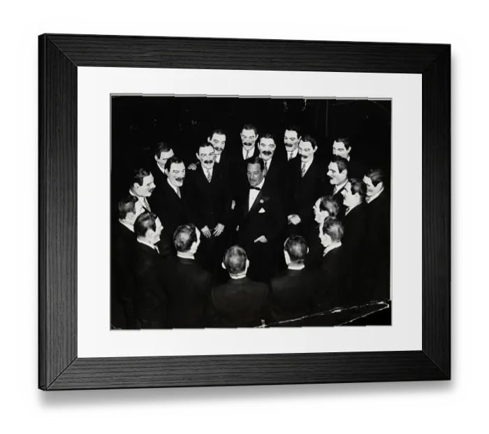 Framed Print : Grover Whalen in Circle of Masked Men Framed Print : Grover Whalen in Circle of Masked Men