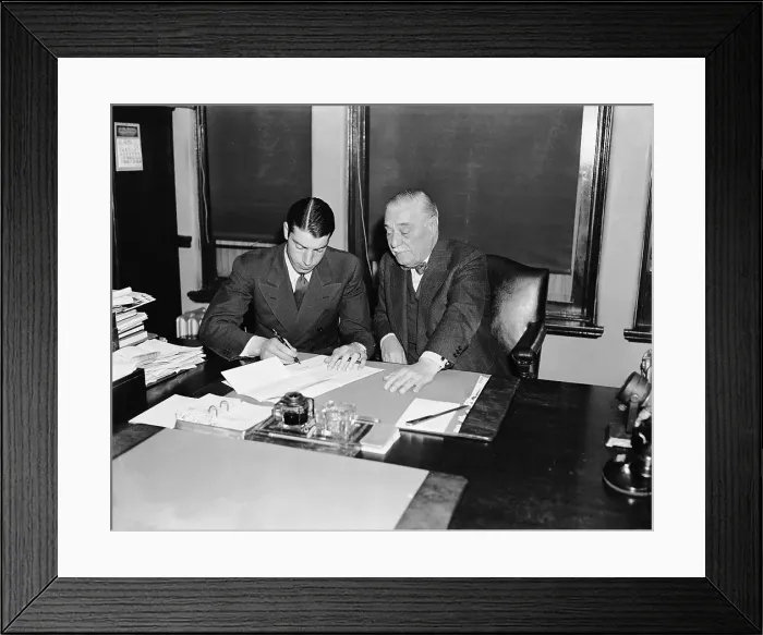 Framed Print : Joe DiMaggio Signing Contract Framed Print : Joe DiMaggio Signing Contract